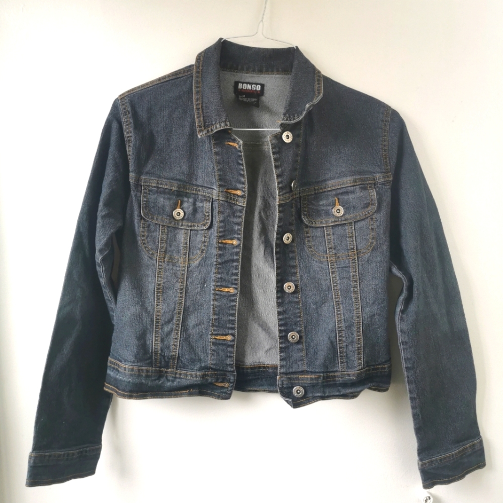 Womens sz md Bongo crop jean jacket